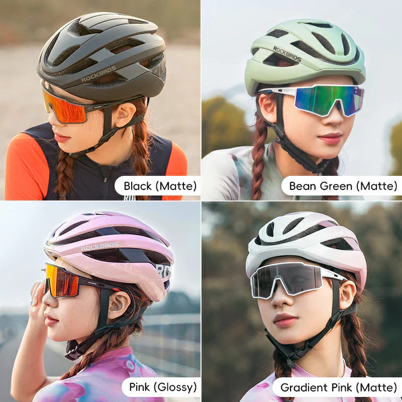 ROCKBROS LK-12 Flowing Light cycling bike helmet with LED lights, aerodynamic design and adjustable fit