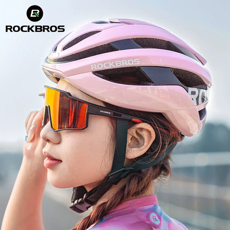 ROCKBROS LK-12 Flowing Light cycling bike helmet with LED lights, aerodynamic design and adjustable fit.