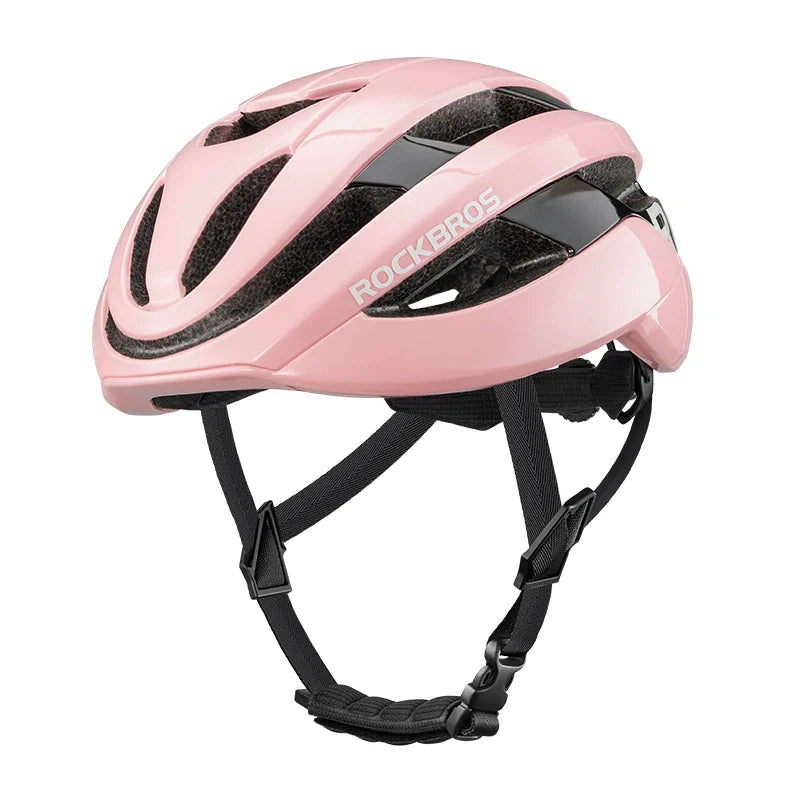 ROCKBROS LK-12 Flowing Light cycling bike helmet with LED lights, aerodynamic design and adjustable fit. #Color_Pink (Glossy)