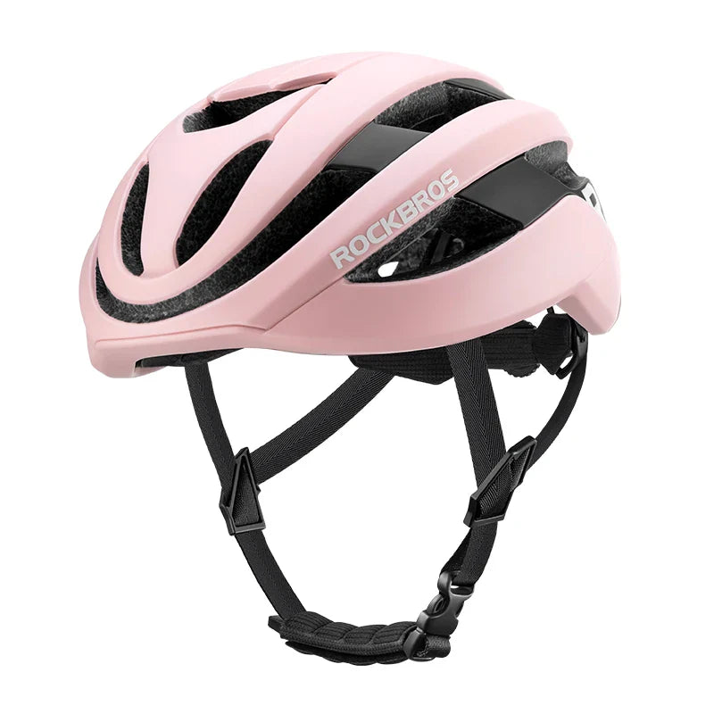 ROCKBROS LK-12 Flowing Light cycling bike helmet with LED lights, aerodynamic design and adjustable fit. #Color_Pink (matte)