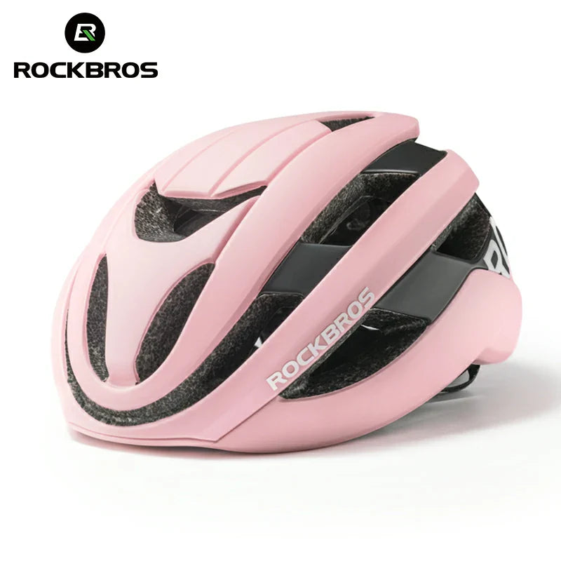 ROCKBROS LK-12 Flowing Light cycling bike helmet with LED lights, aerodynamic design and adjustable fit. #Color_Pink (matte)