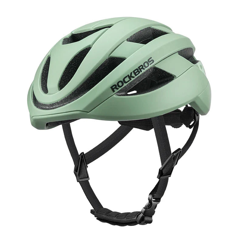 ROCKBROS LK-12 Flowing Light cycling bike helmet with LED lights, aerodynamic design and adjustable fit. #Color_Green (matte)