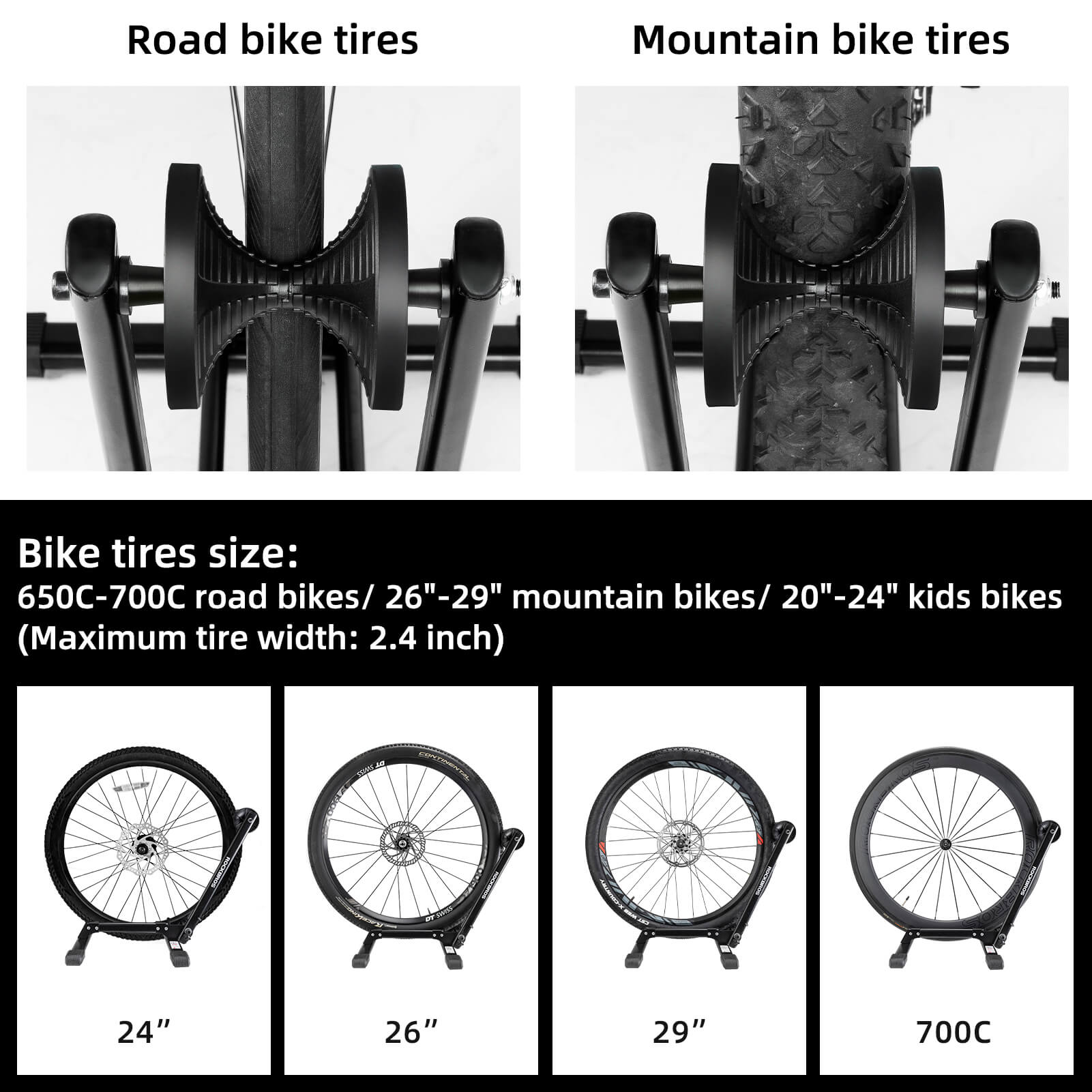 ROCKBROS foldable bike stand, portable bicycle parking rack in durable carbon steel, ideal for secure bike storage