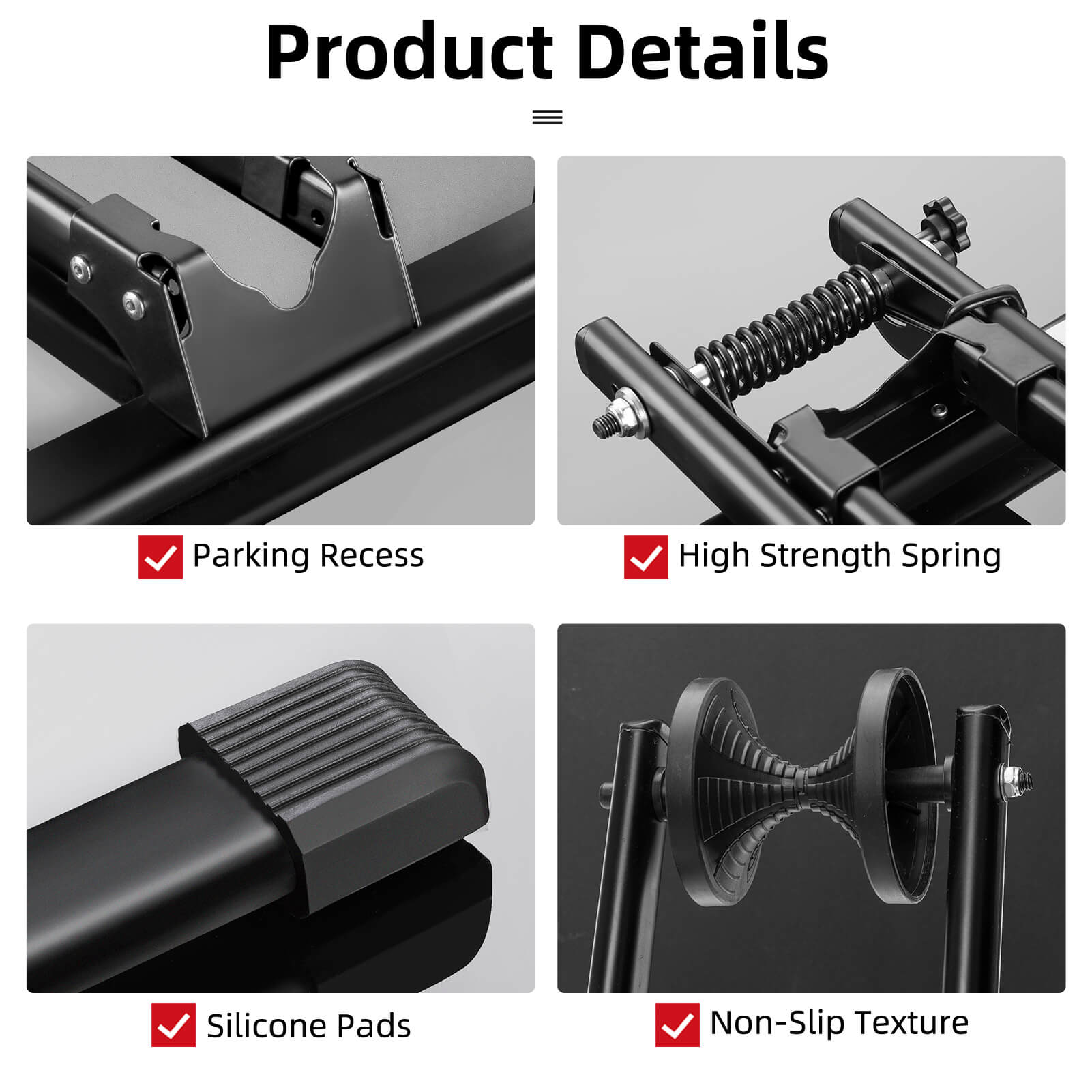 ROCKBROS foldable bike stand, portable bicycle parking rack in durable carbon steel, ideal for secure bike storage