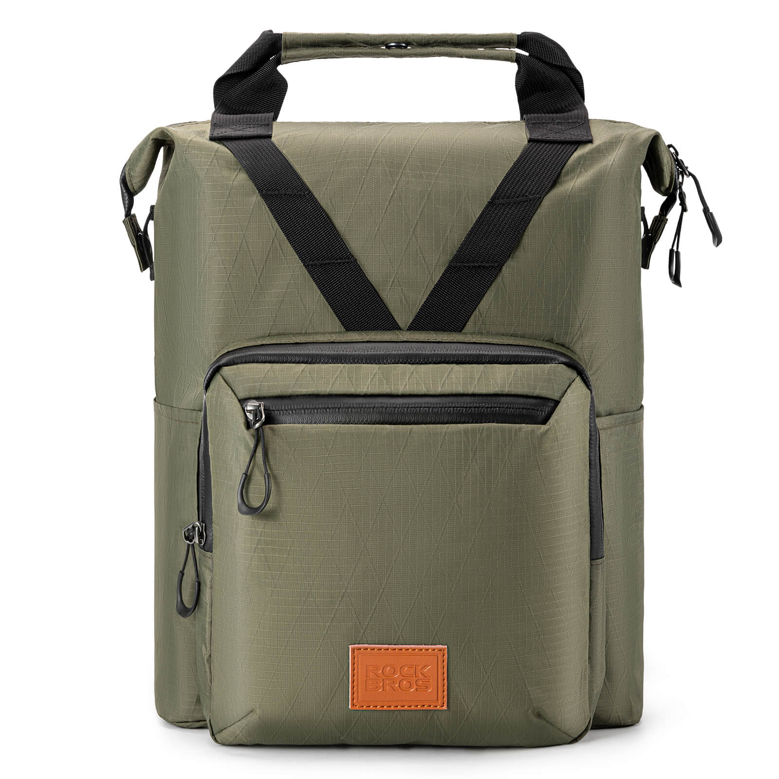 ROCKBROS Folding Bike Handlebar Bag Backpack - H43 – Smart Storage for Every Ride! #Color_Army Green