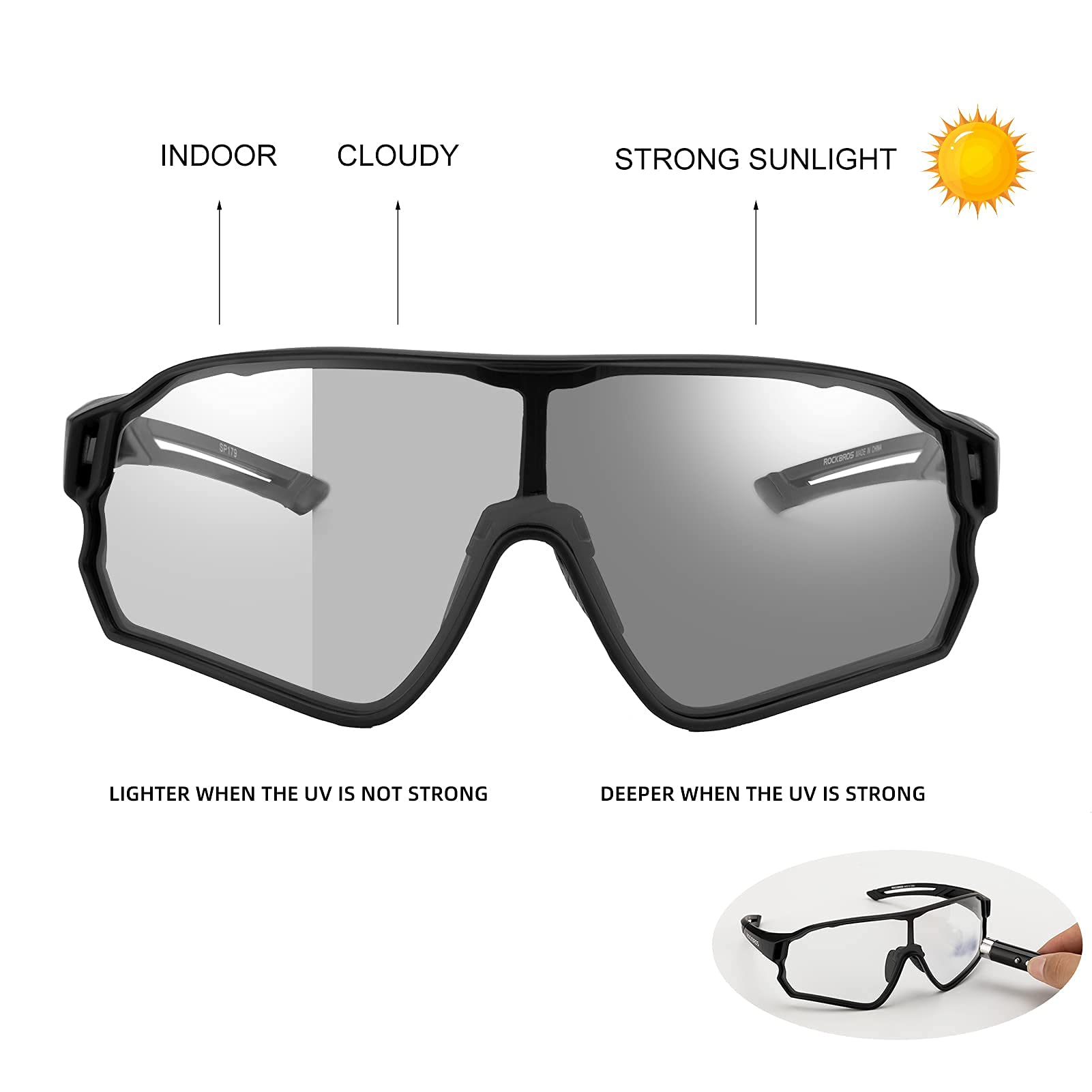 ROCKBROS Full Frame Photochromic Sunglasses Cycling Sunglasses