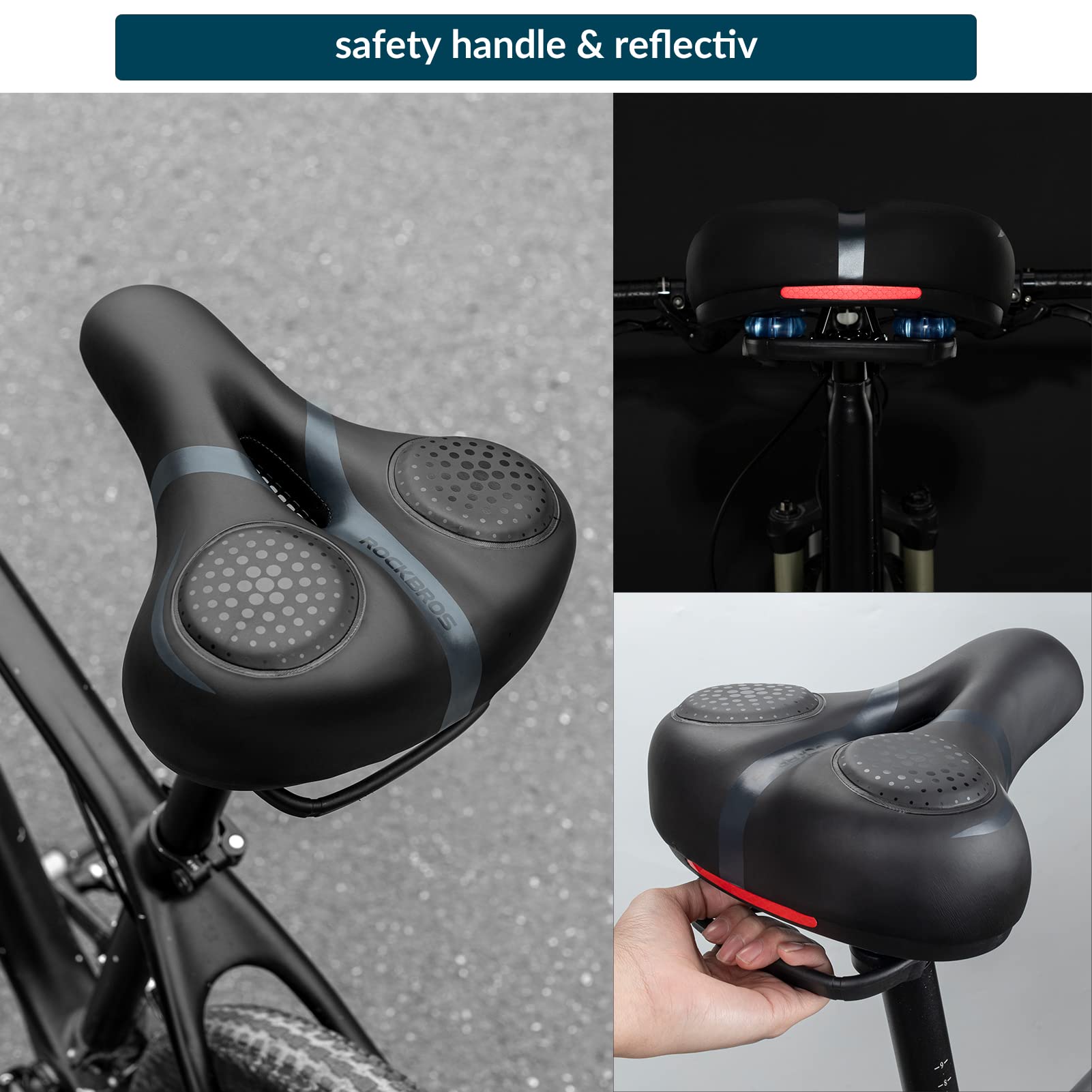 ROCKBROS Gel Bike Saddle Soft Ergonomic Saddle for MTB Bicycle #Color_Black
