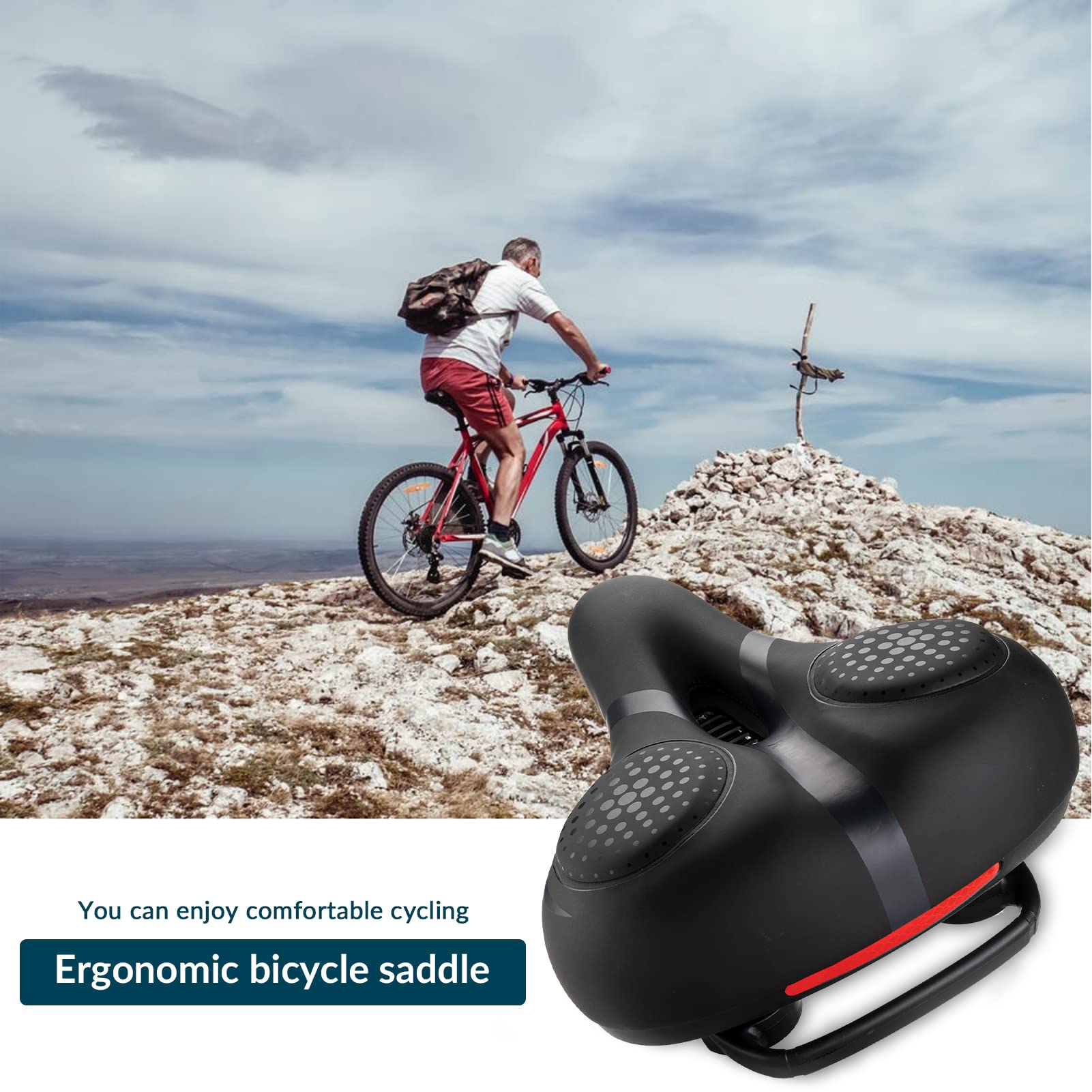 ROCKBROS Gel Bike Saddle Soft Ergonomic Saddle for MTB Bicycle #Color_Black