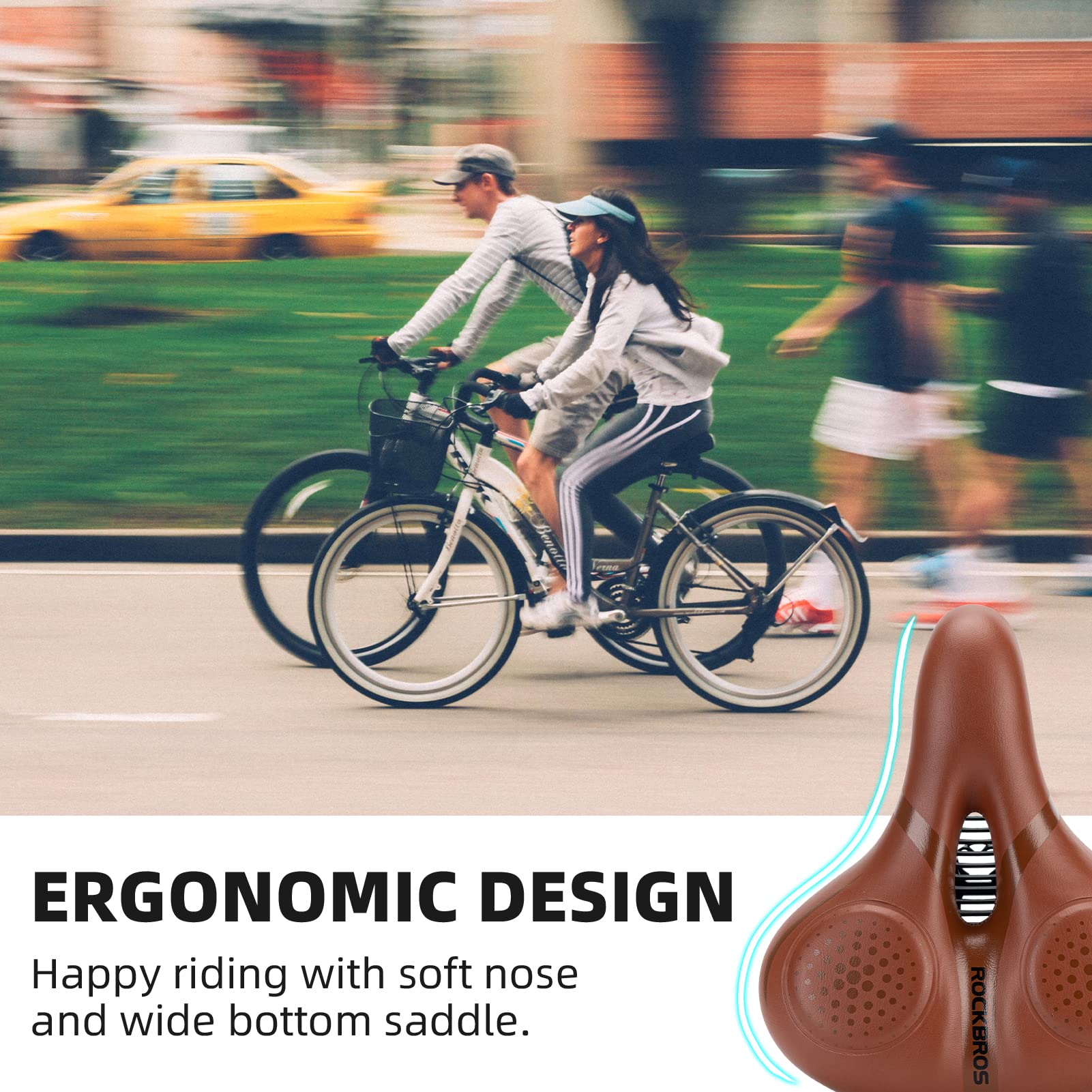 ROCKBROS Gel Bike Saddle Soft Ergonomic Saddle for MTB Bicycle #Color_Brown