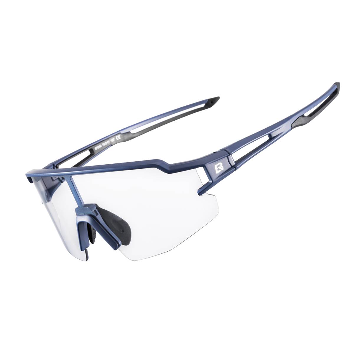 ROCKBROS Half Frame Photochromic Sports Sunglasses Cycling Glasses UV400 #Color_Slate Blue