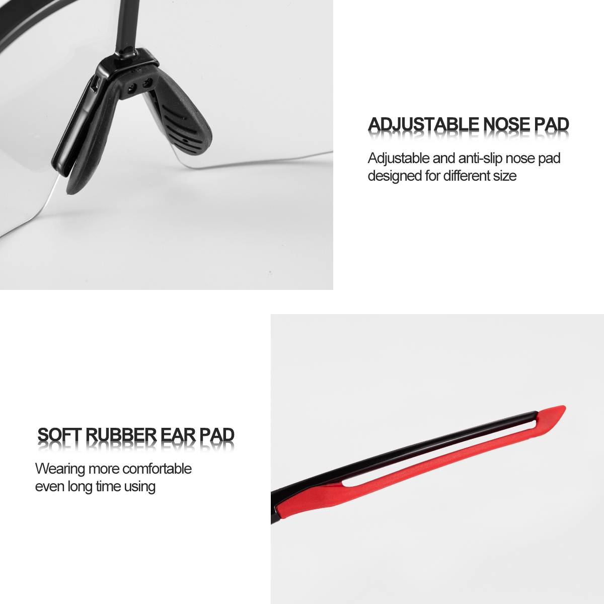 ROCKBROS Half Frame Photochromic Sports Sunglasses Cycling Glasses UV400 #Color_Red