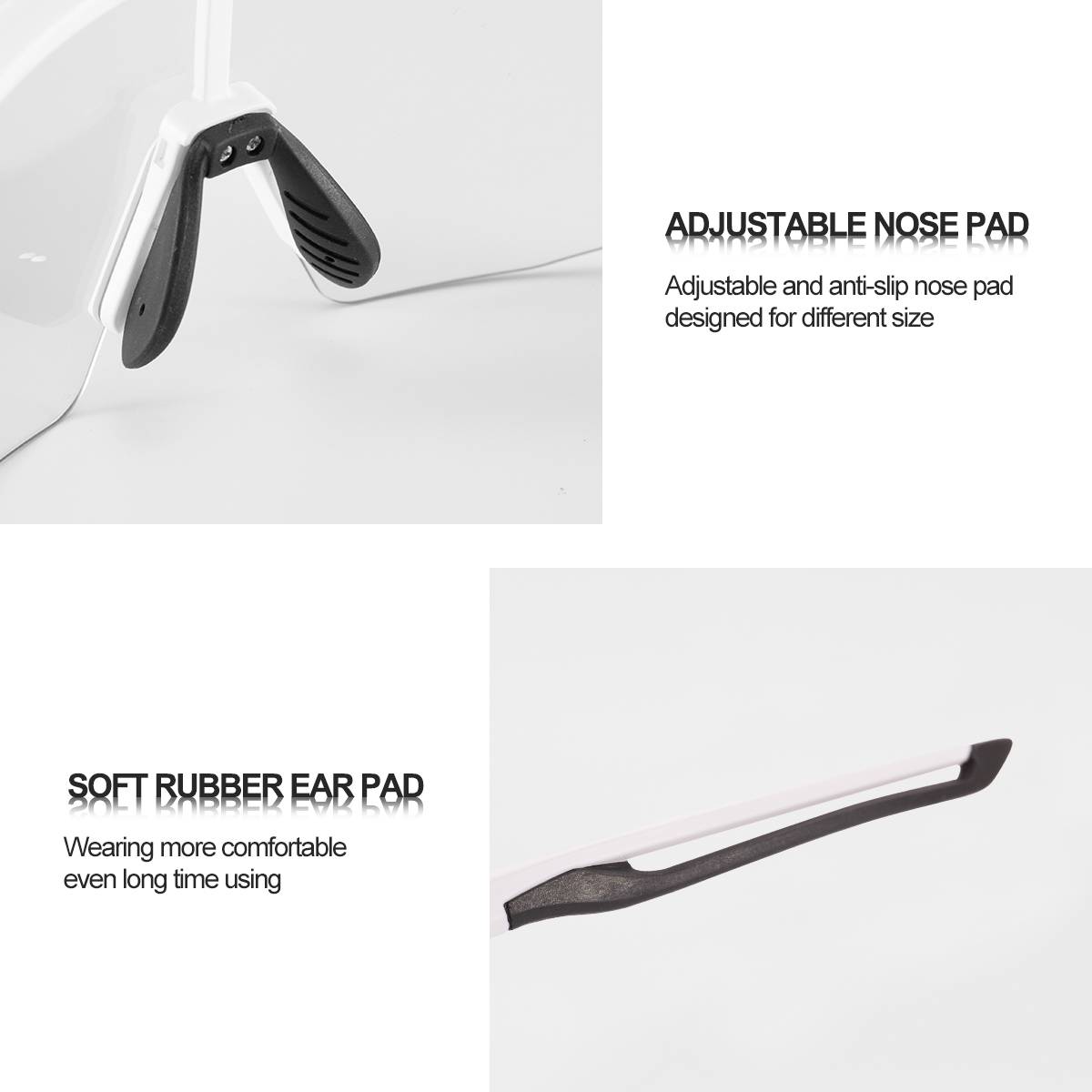 ROCKBROS Half Frame Photochromic Sports Sunglasses Cycling Glasses UV400 #Color_White