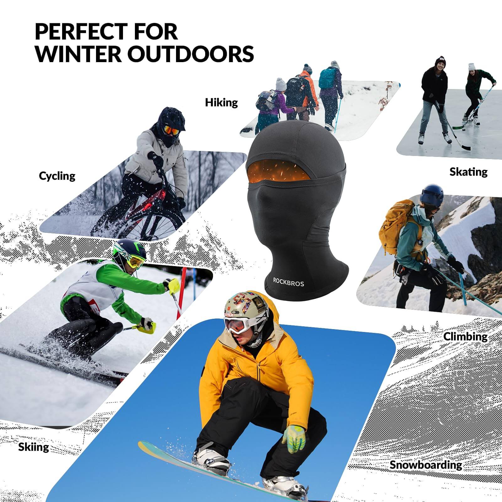 ROCKBROS warm kids balaclava, face mask for girls and boys, ideal for outdoor sports