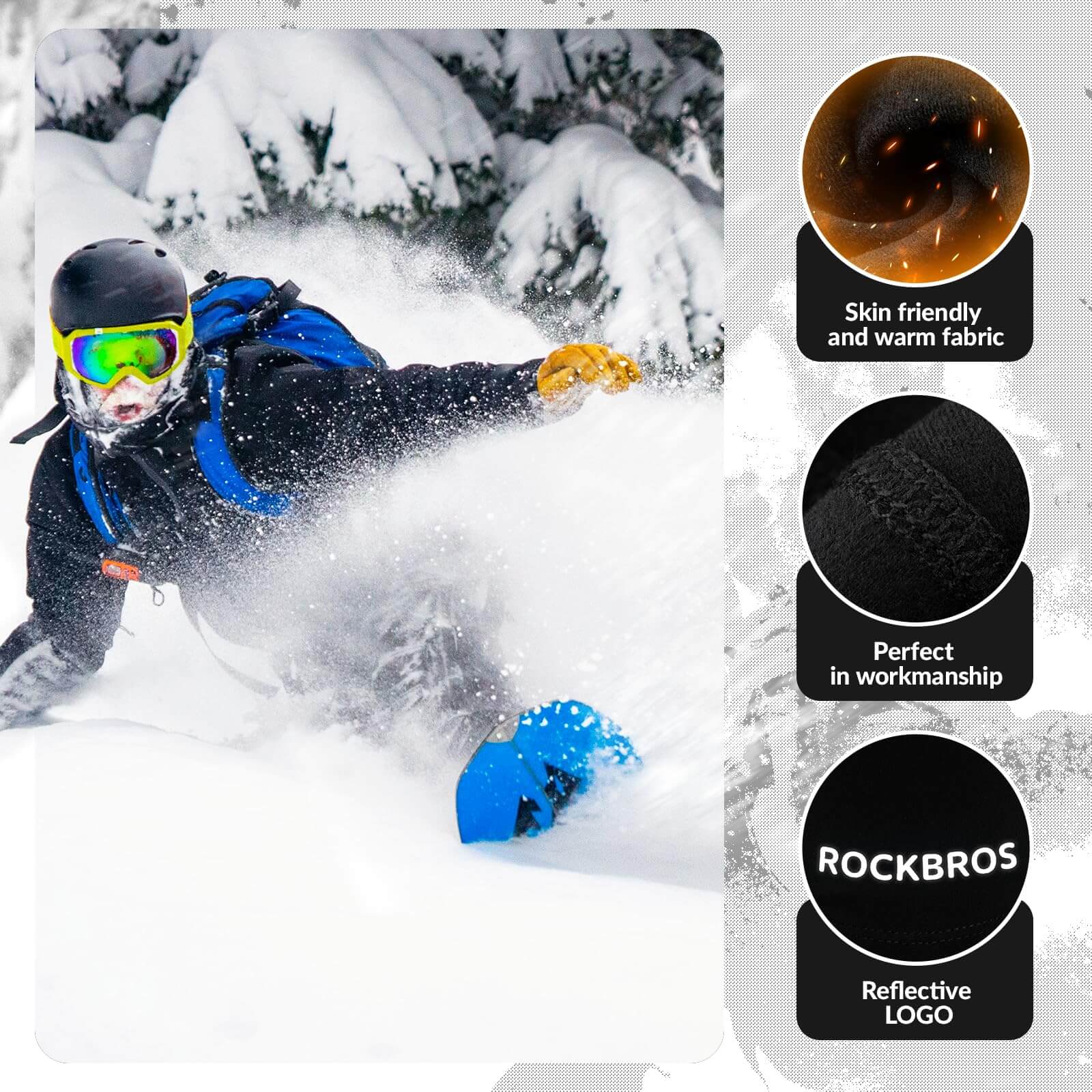 ROCKBROS warm kids balaclava, face mask for girls and boys, ideal for outdoor sports