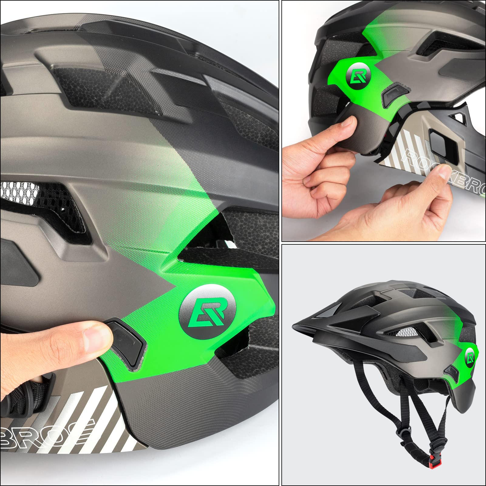 ROCKBROS Kids Helmet Safety Full Face Helmet for BMX MTB & Skateboard #Color_Green