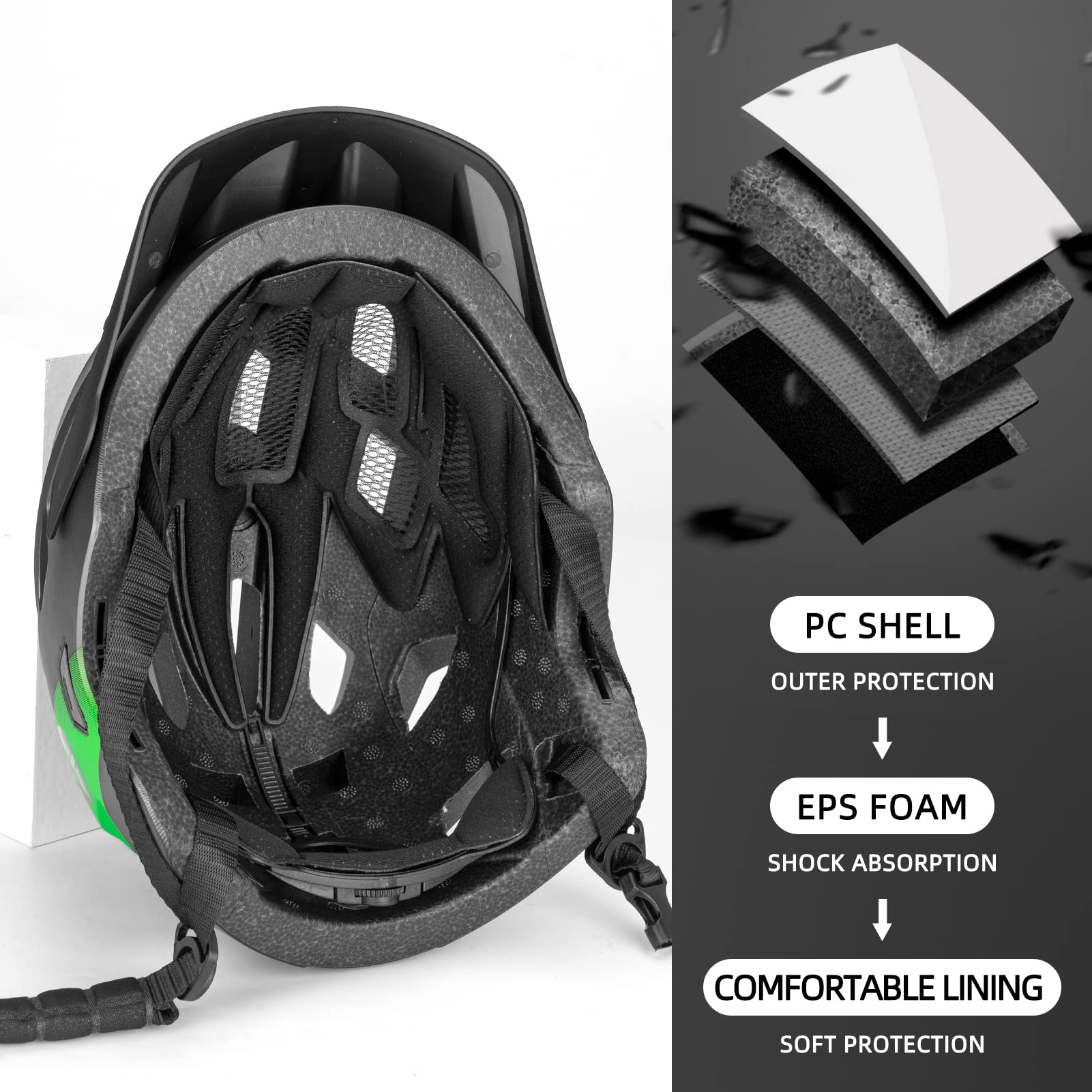 ROCKBROS Kids Helmet Safety Full Face Helmet for BMX MTB & Skateboard #Color_Green