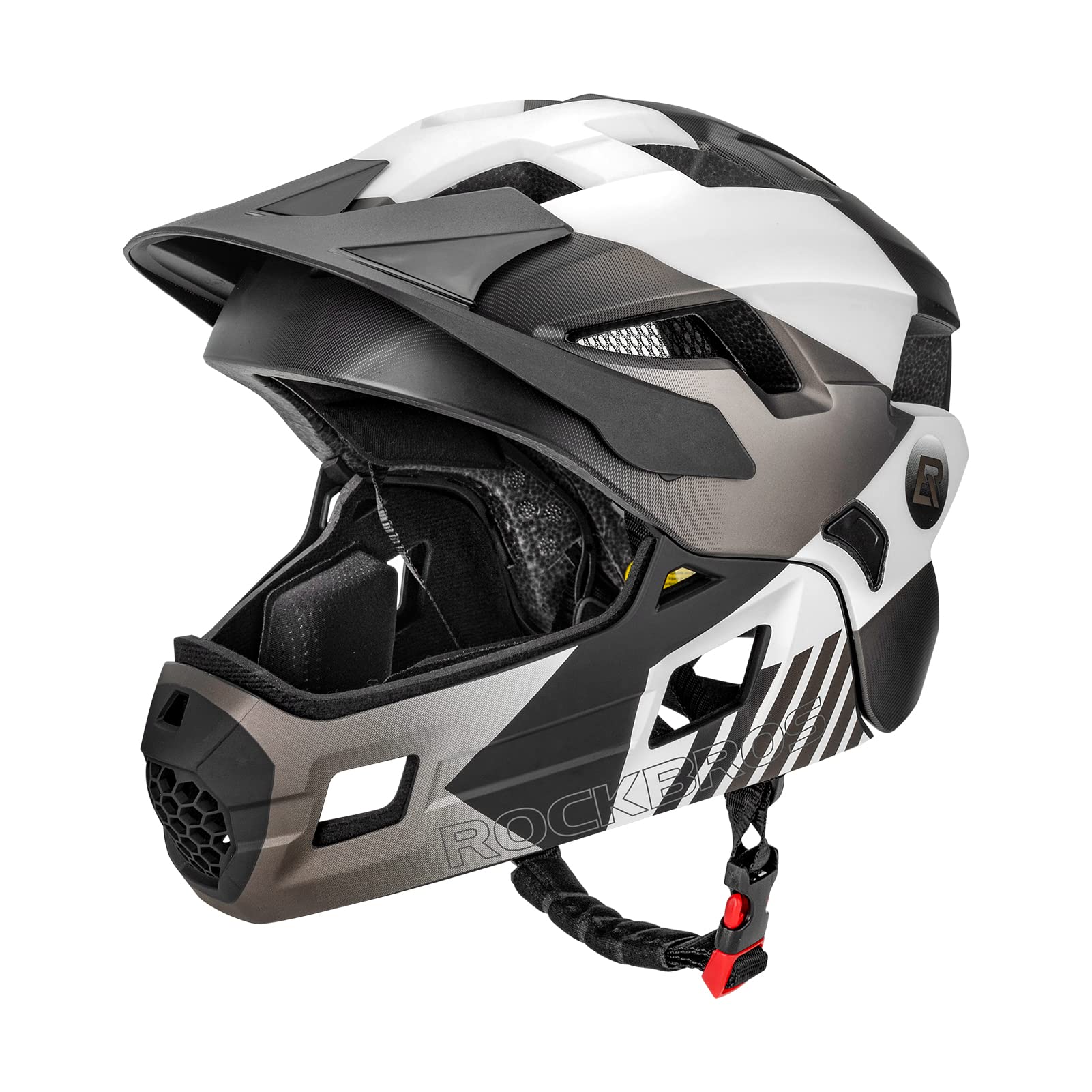 ROCKBROS Kids Helmet Safety Full Face Helmet for BMX MTB & Skateboard #Color_Titanium