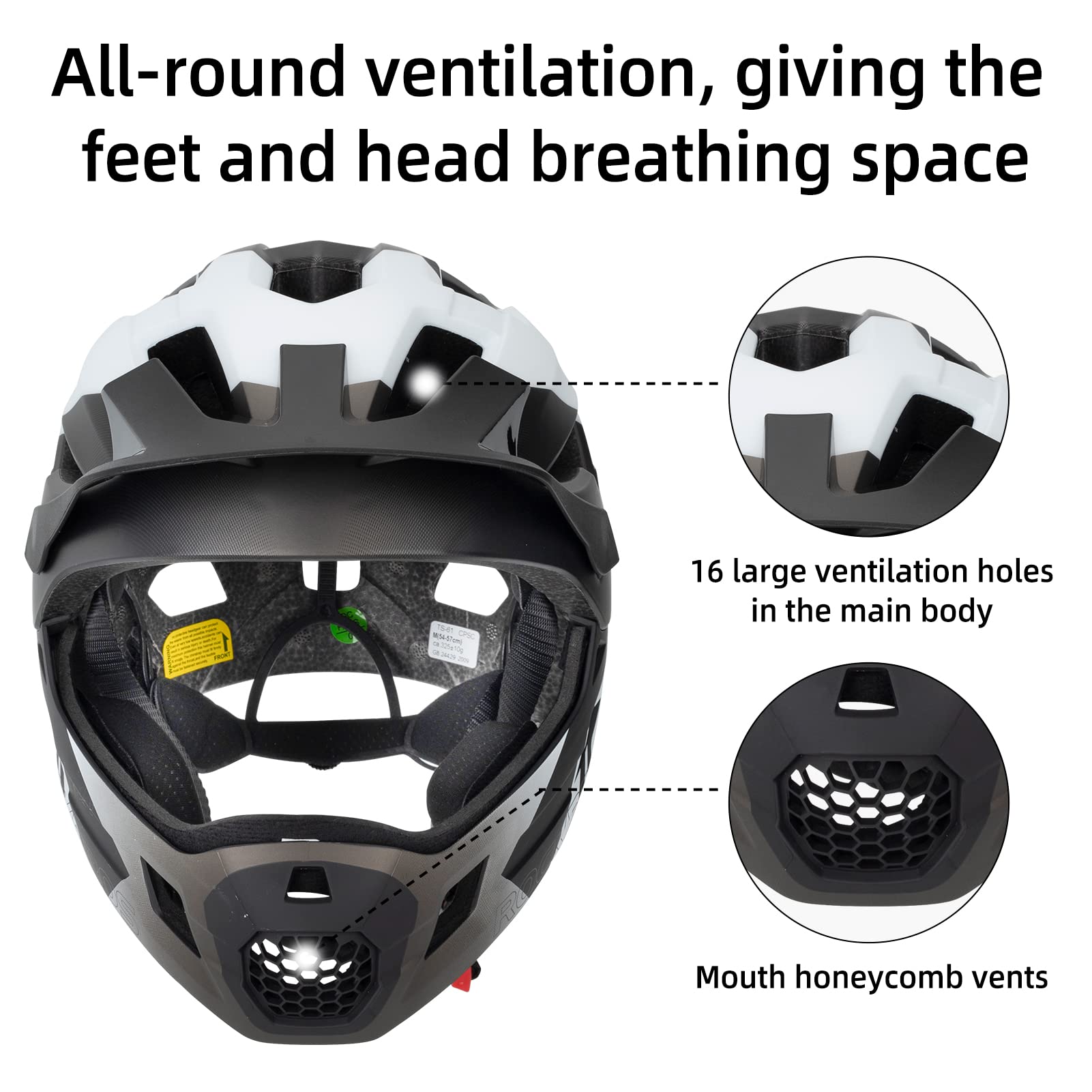 ROCKBROS Kids Helmet Safety Full Face Helmet for BMX MTB & Skateboard #Color_Titanium