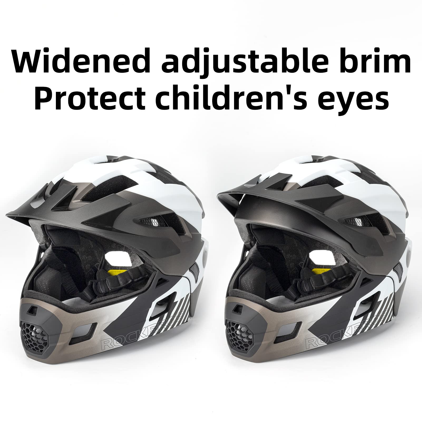 ROCKBROS Kids Helmet Safety Full Face Helmet for BMX MTB & Skateboard #Color_Titanium