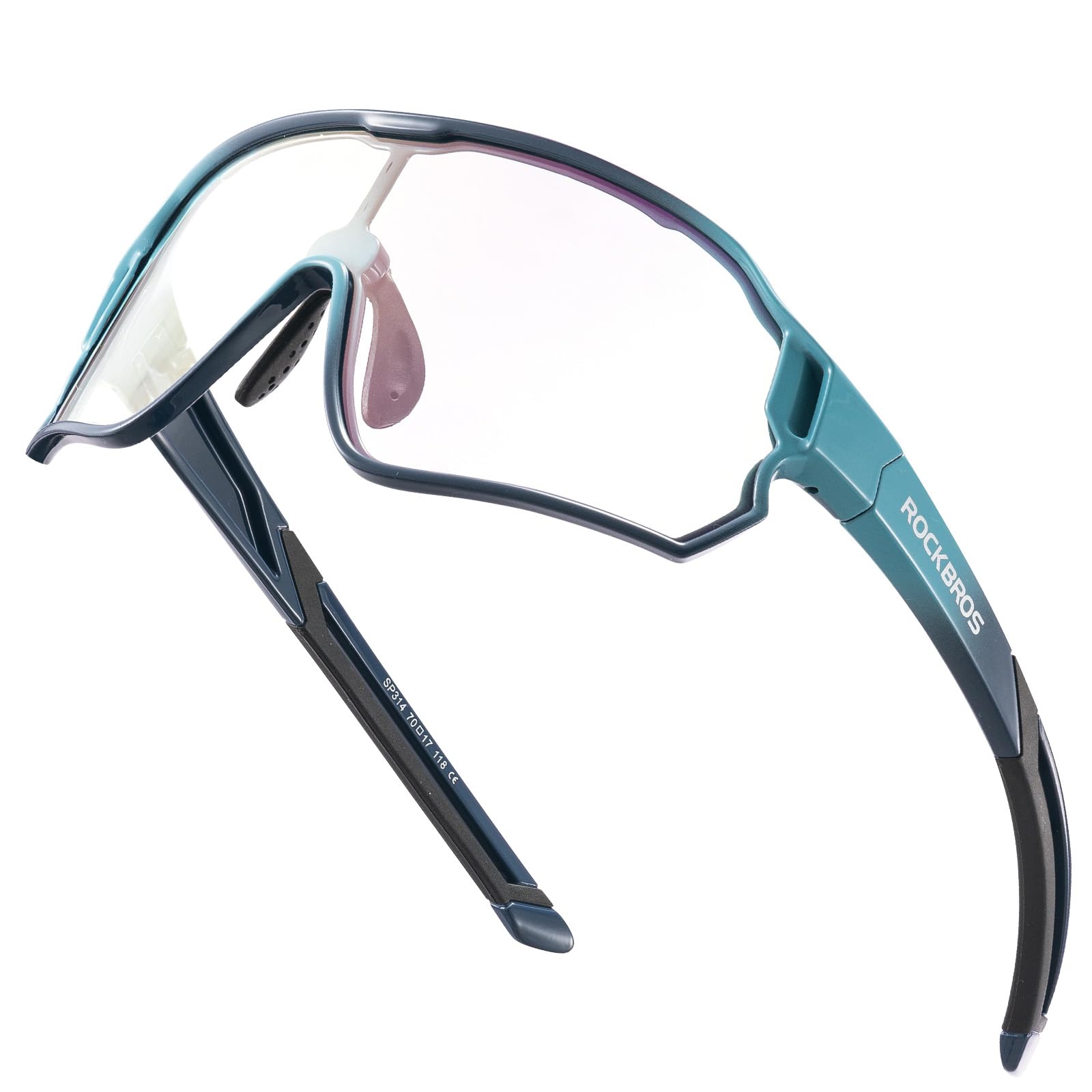 ROCKBROS Kids Photochromic Cycling Glasses UV400 Protection with TR90 Frame #Color_Cadet Blue