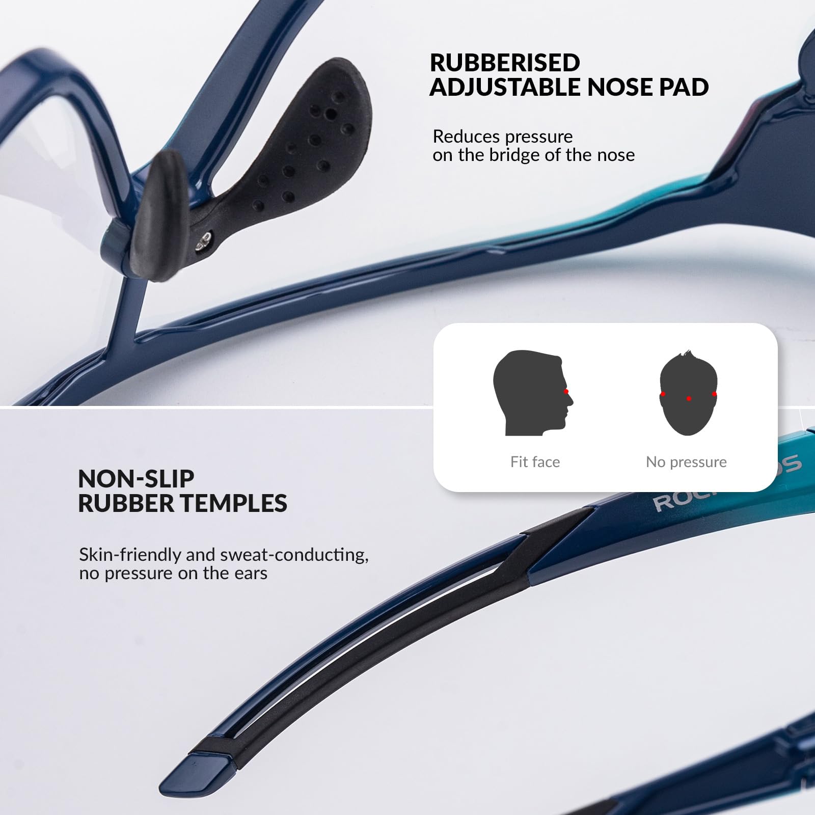 ROCKBROS Kids Photochromic Cycling Glasses UV400 Protection with TR90 Frame #Color_Cadet Blue