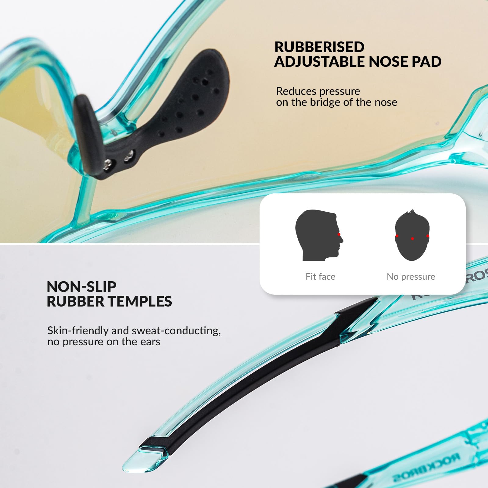 ROCKBROS Kids Photochromic Cycling Glasses UV400 Protection with TR90 Frame #Color_Transparent Blue