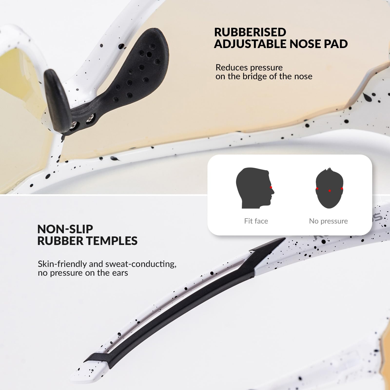 ROCKBROS Kids Photochromic Cycling Glasses UV400 Protection with TR90 Frame #Color_Speckled White