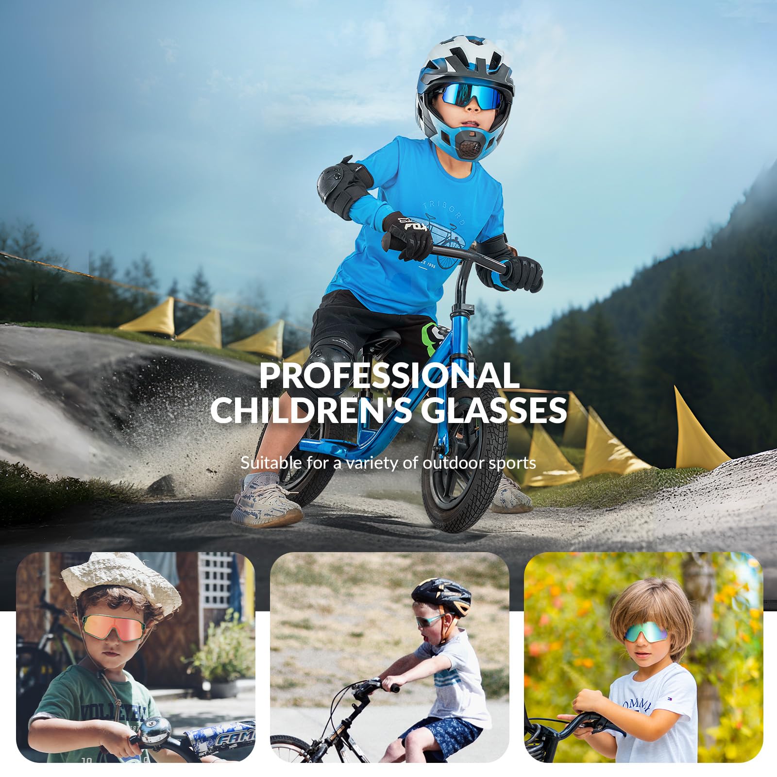 ROCKBROS Kids Photochromic Cycling Glasses UV400 Protection with TR90 Frame