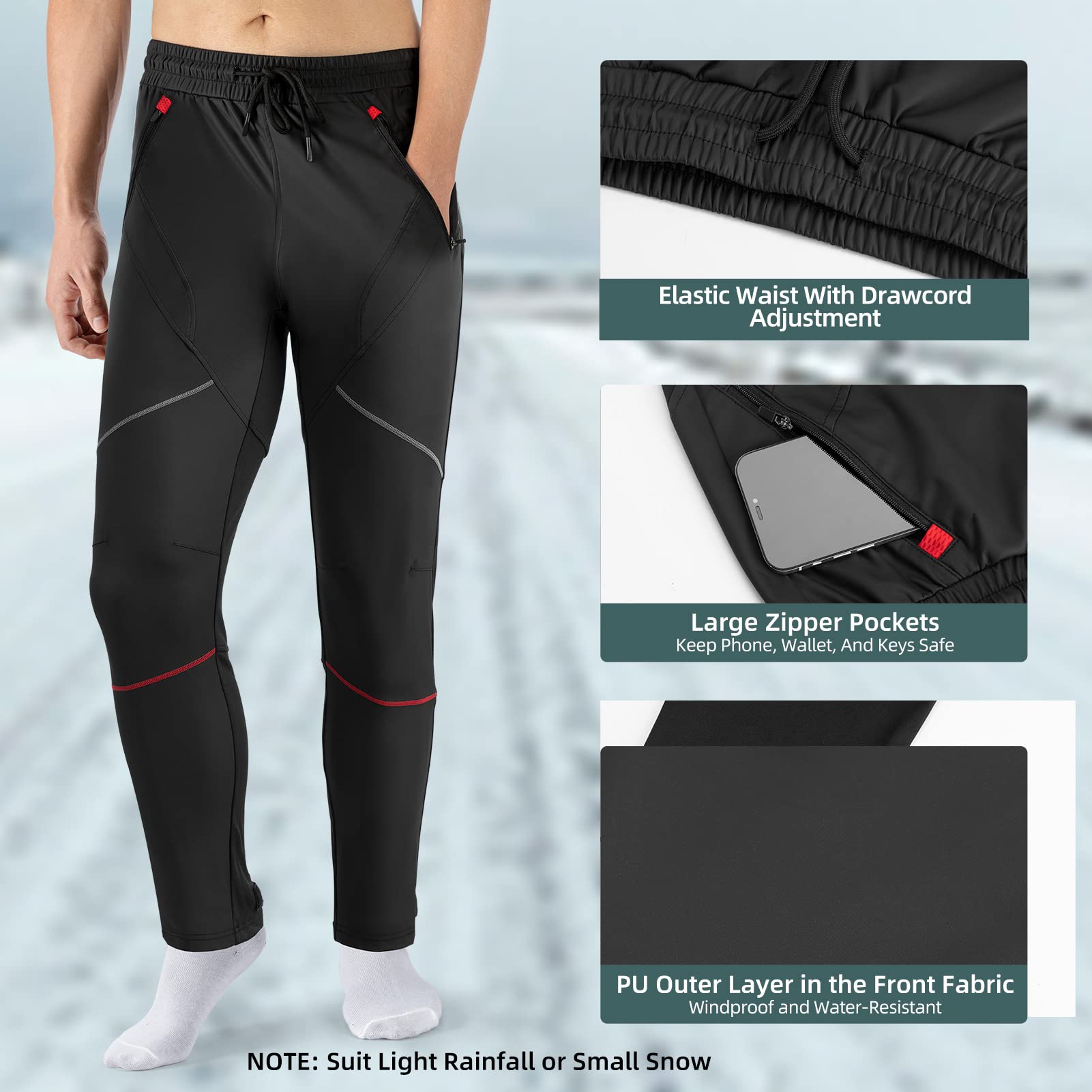 ROCKBROS Men's Black Thermal Long Cycling Pants Windproof & Warm - ROCKBROS-UK