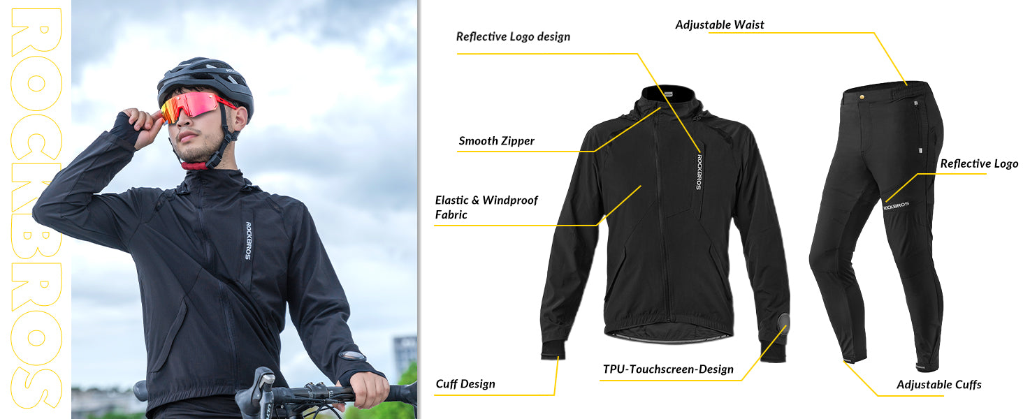 ROCKBROS Men's Breathable Cycling Clothing Set for Summer and Autumn