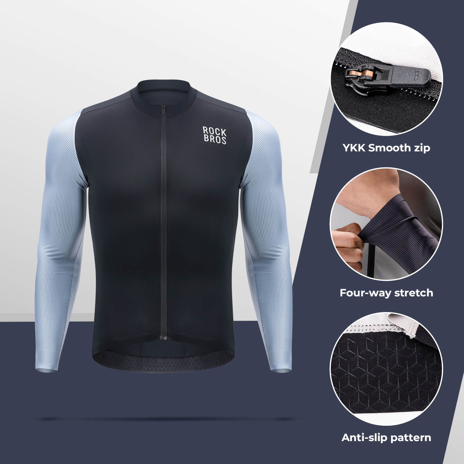 ROCKBROS Men's Long-Sleeve Cycling Jersey – Performance Meets Comfort! #Color_Black