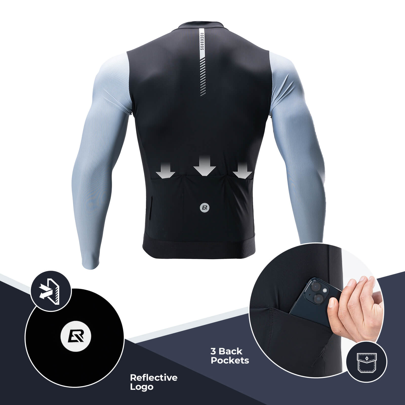 ROCKBROS Men's Long-Sleeve Cycling Jersey – Performance Meets Comfort! #Color_Black