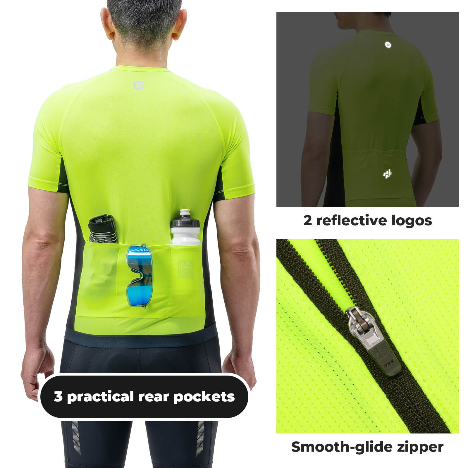 ROCKBROS Men’s Reflective Cycling Jersey – Ride Safe, Stay Fast!