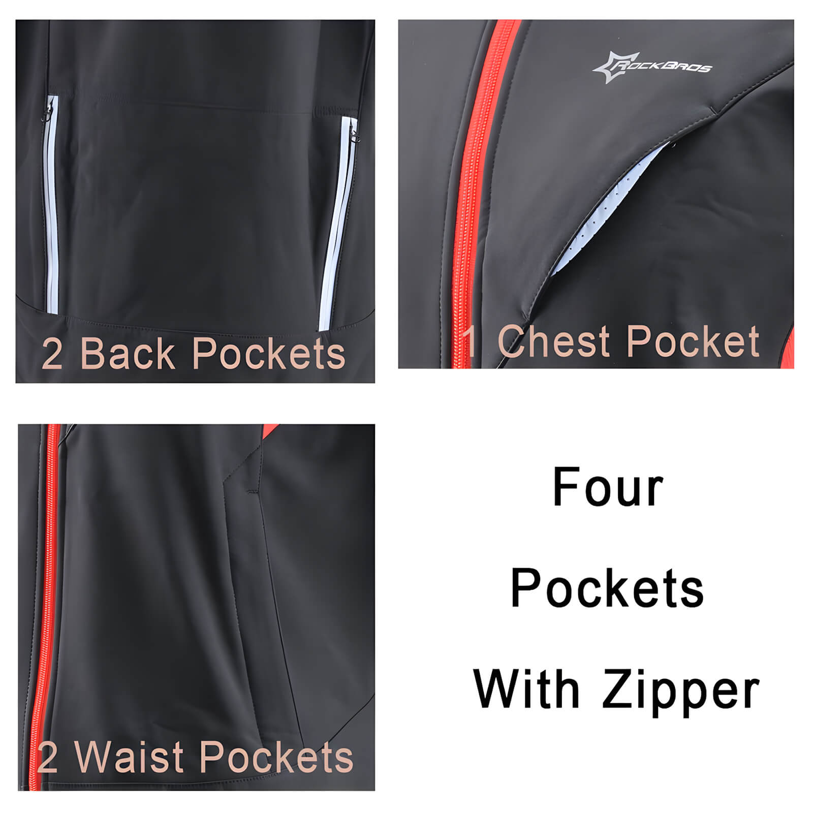 ROCKBROS Men's Winter Fleece Cycling Jacket Windproof Reflective