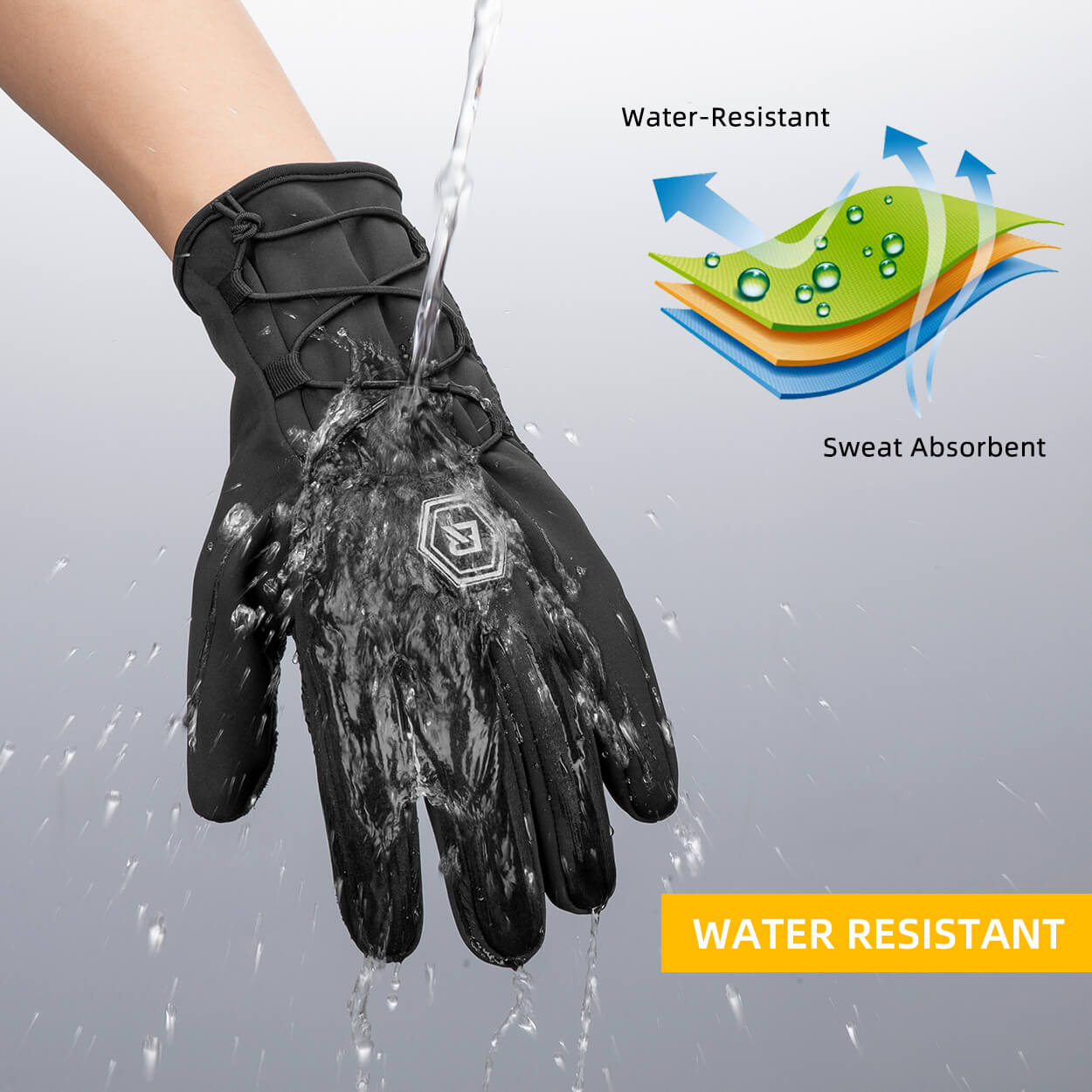 ROCKBROS Men's Winter Thermal Reflective Touch Screen Gloves