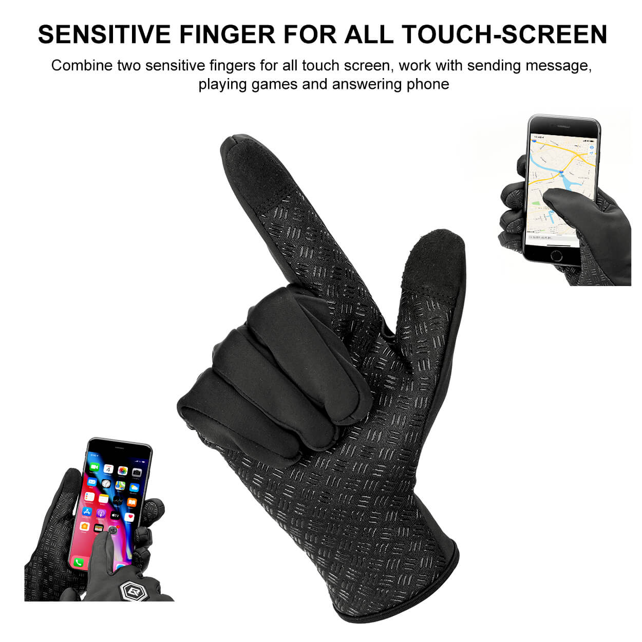 ROCKBROS Men's Winter Thermal Reflective Touch Screen Gloves