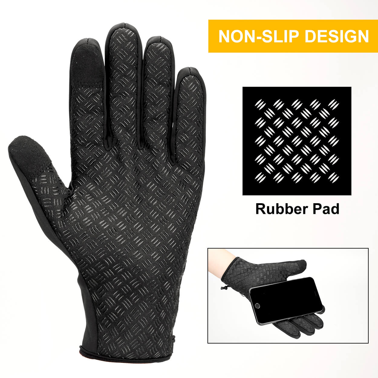 ROCKBROS Men's Winter Thermal Reflective Touch Screen Gloves