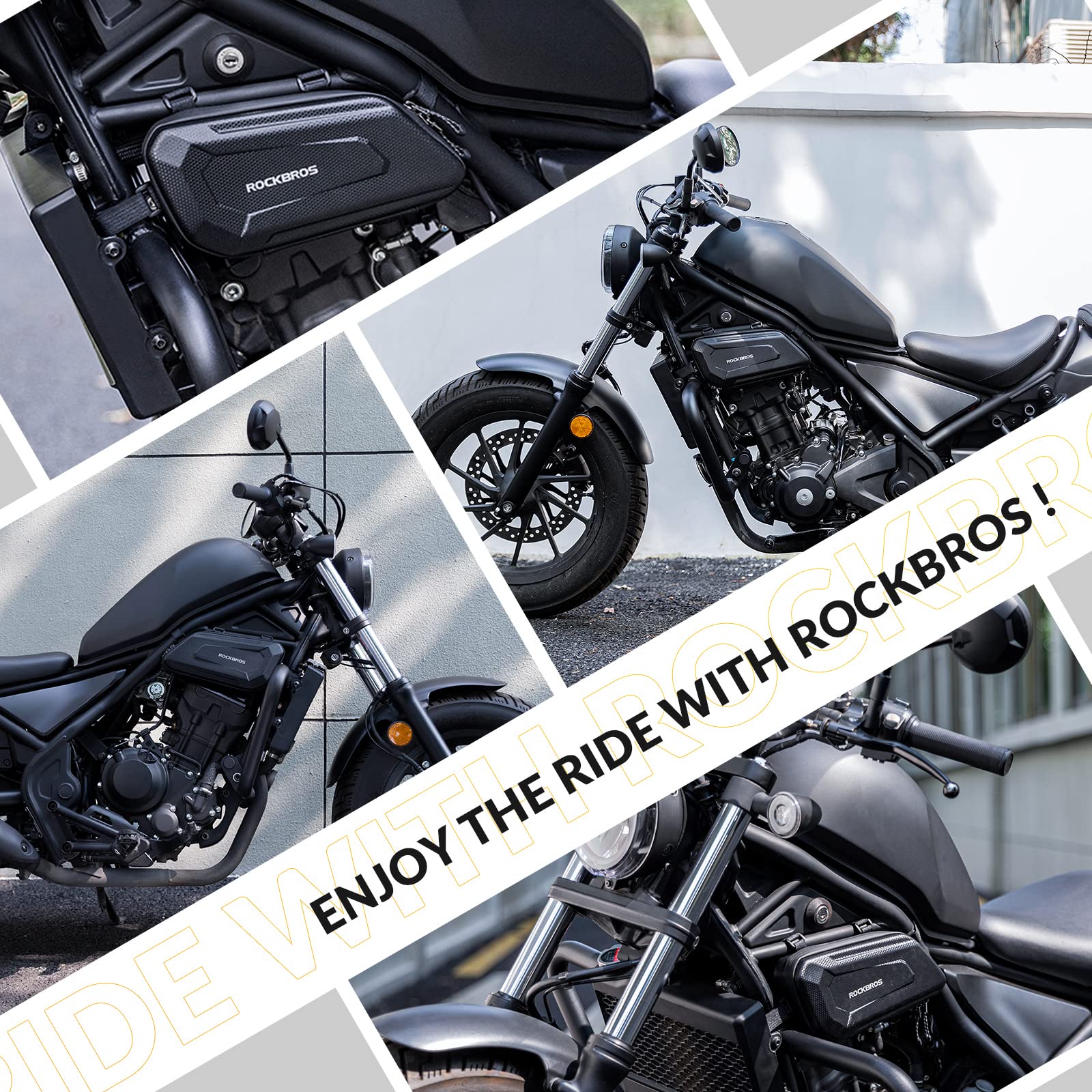 ROCKBROS Motorcycle Bag Motorcycle Water-Repellent Tool Bag 1.5L Black #Style_Left+Right