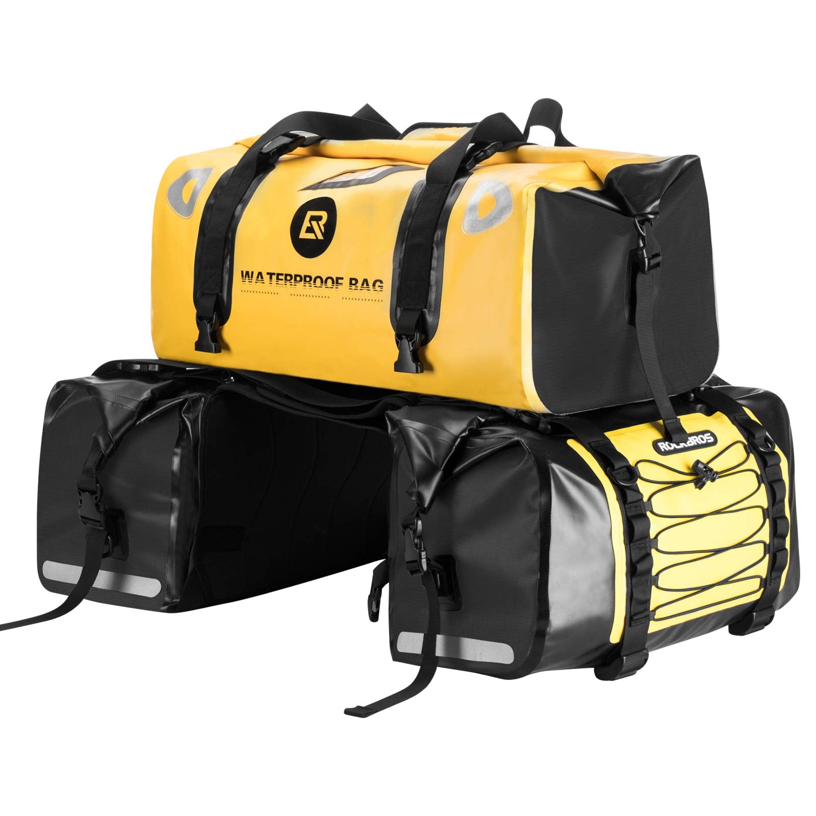 ROCKBROS Motorcycle Pannier Bag Waterproof Motorcycling Rear Seat Carrier #Color_Yellow