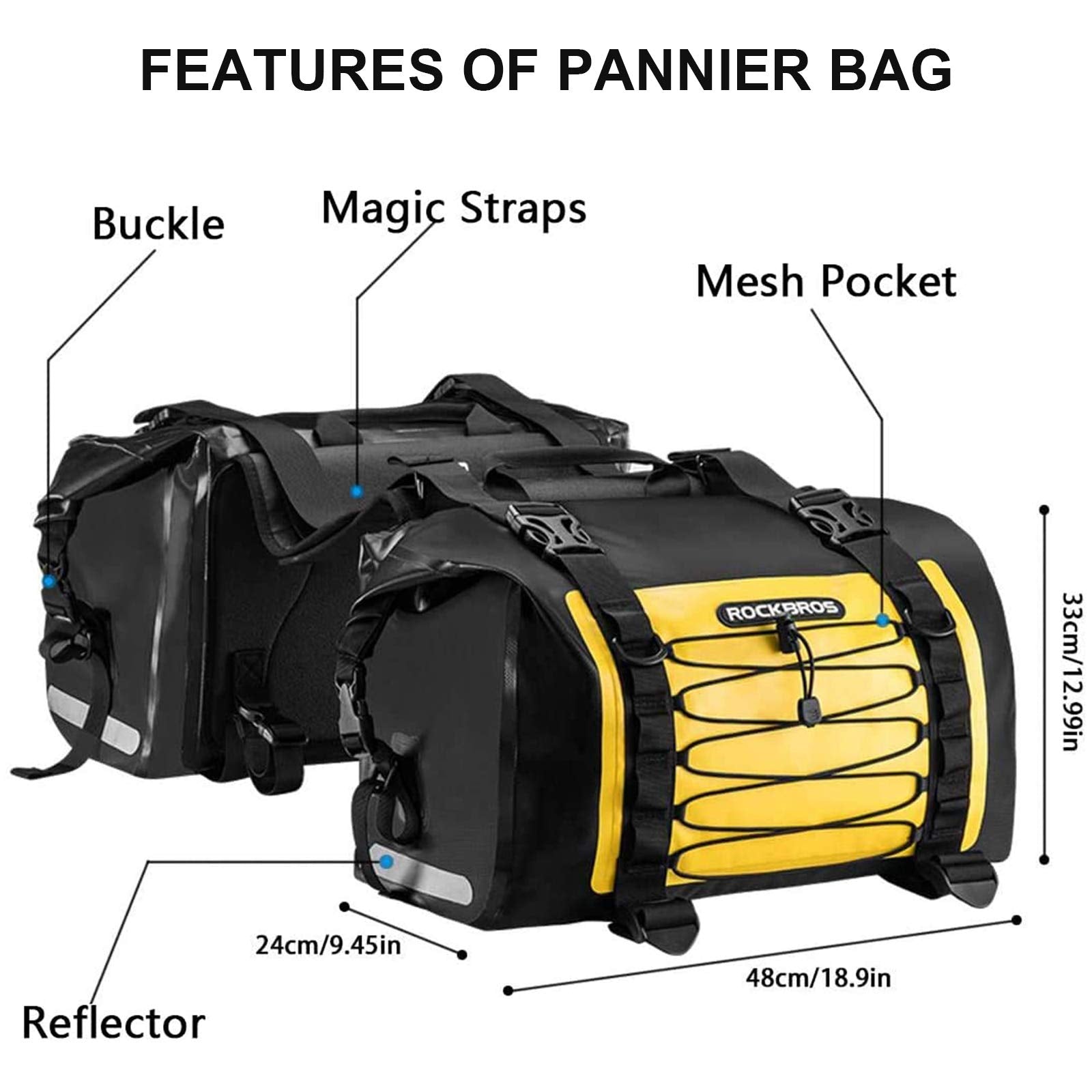 ROCKBROS Motorcycle Pannier Bag Waterproof Motorcycling Rear Seat Carrier