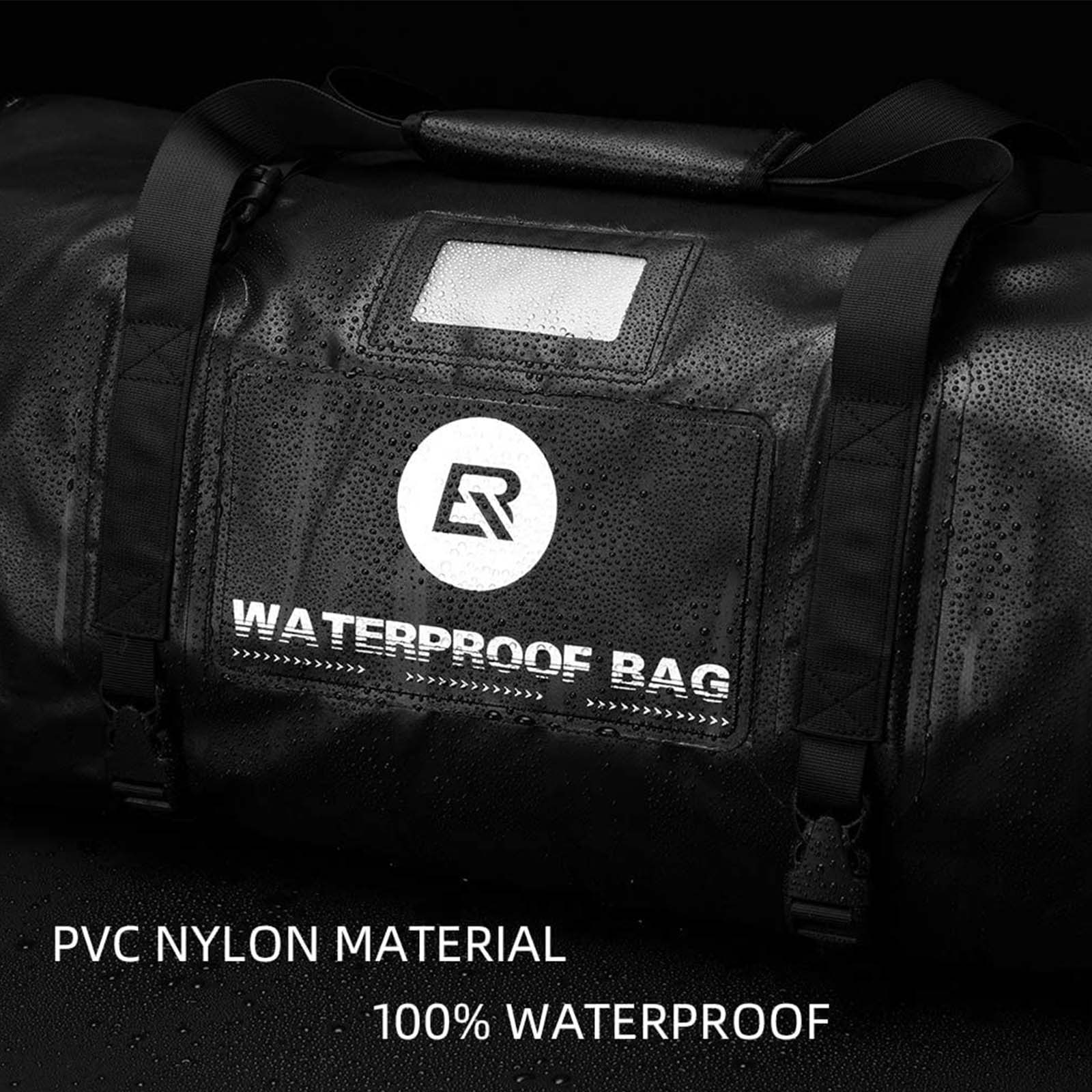 ROCKBROS Motorcycle Saddle Bag 100% Waterproof Travel Bag with Shoulder #Color_Black