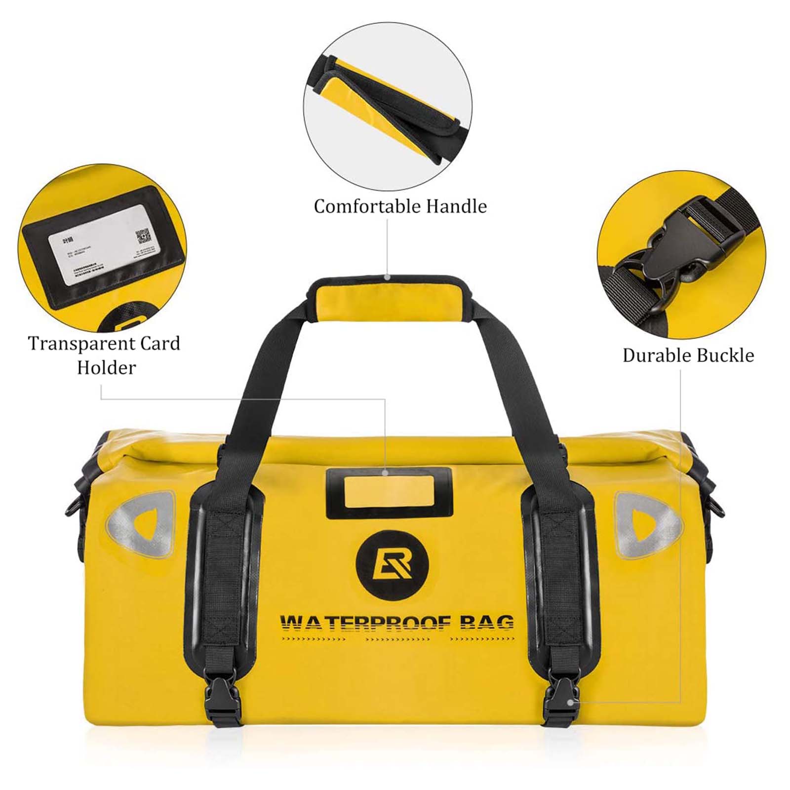 ROCKBROS Motorcycle Saddle Bag 100% Waterproof Travel Bag with Shoulder #Color_Yellow