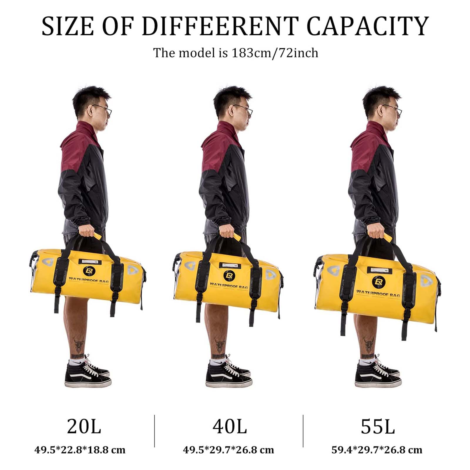 ROCKBROS Motorcycle Saddle Bag 100% Waterproof Travel Bag with Shoulder #Color_Yellow