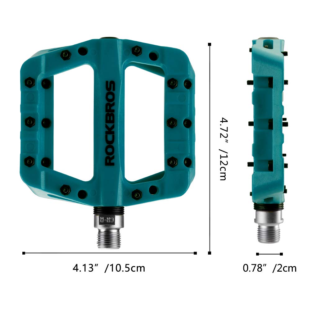 ROCKBROS Nylon Bike Pedals 9/16" Cycling Flat Pedals Widened Type #Color_Deep Teal
