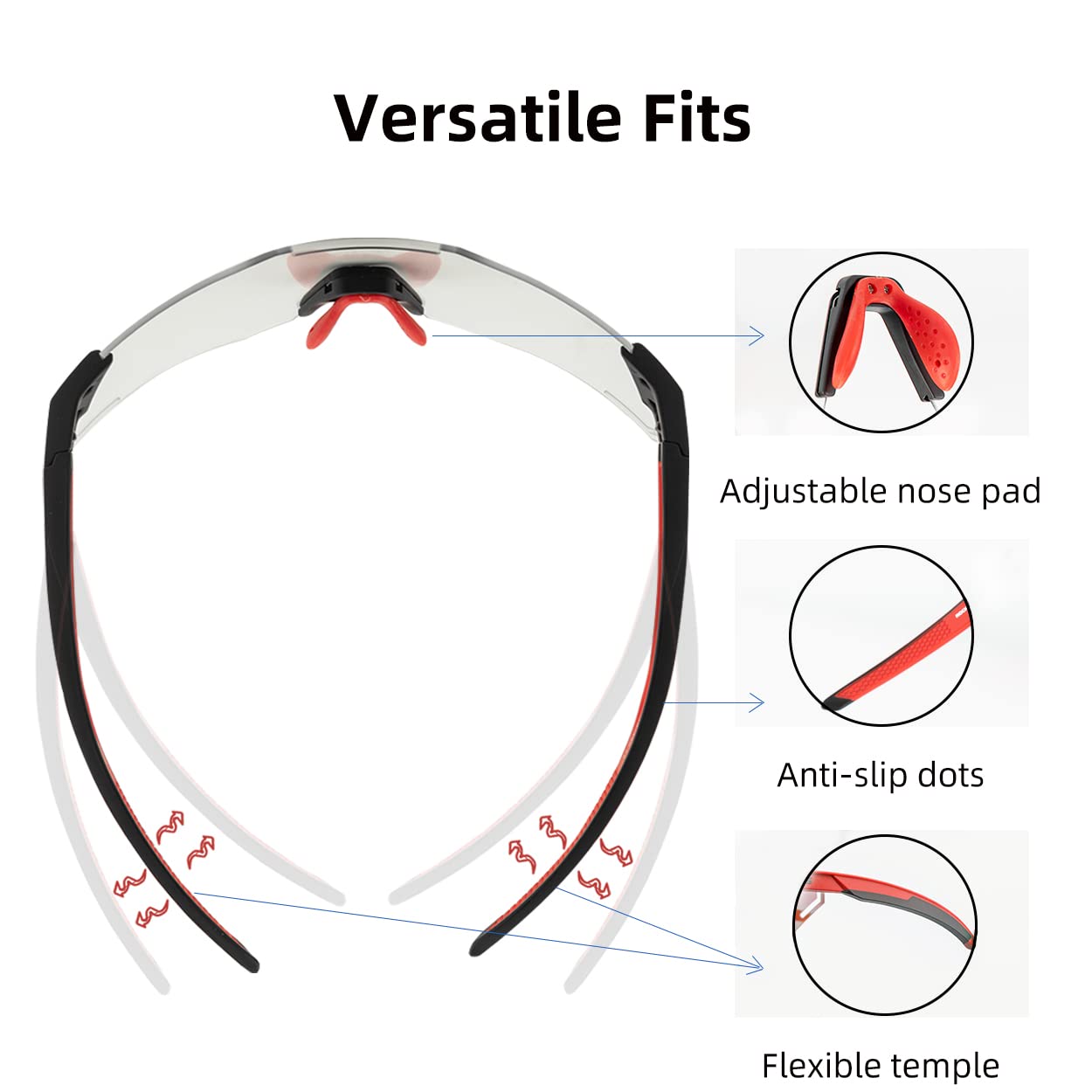 ROCKBROS Photochromic Cycling Glasses UV Protection Sunglasses Transparent