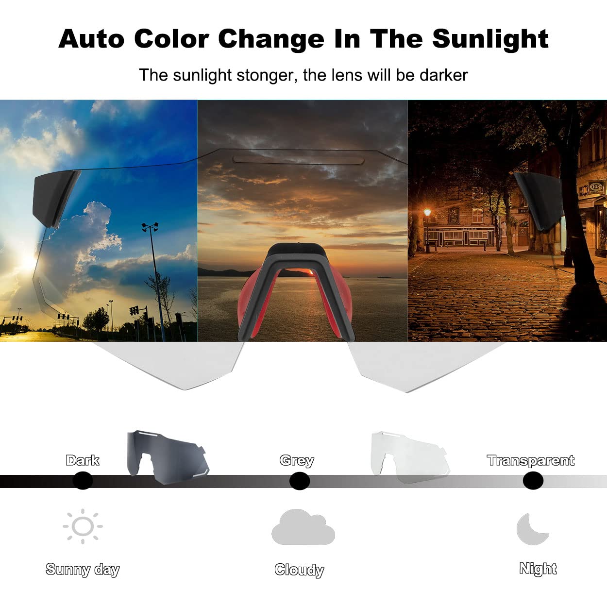 ROCKBROS Photochromic Cycling Glasses UV Protection Sunglasses Transparent