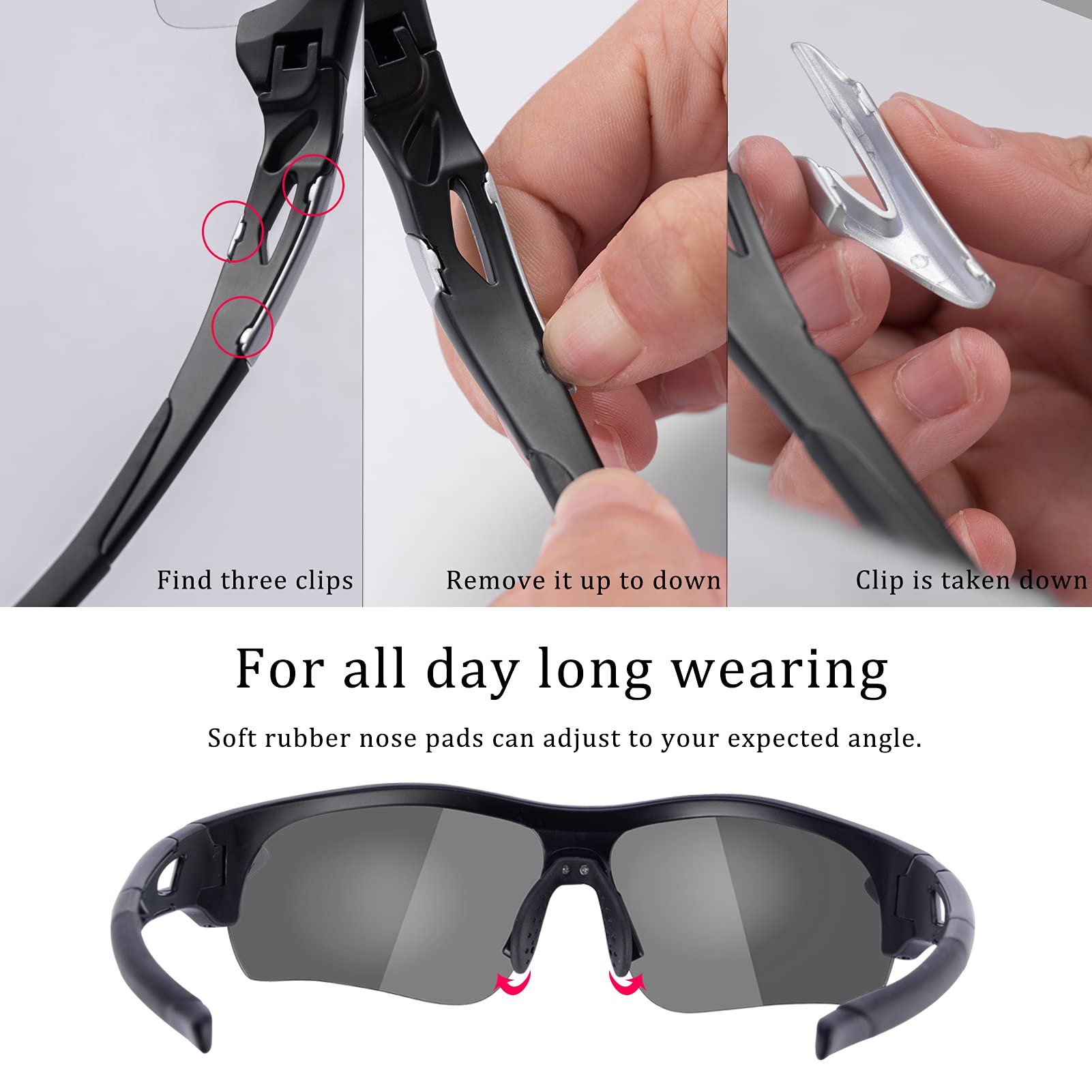 ROCKBROS Photochromic Cycling Glasses with 3 in 1 Intelligence Lenses for Men & Women