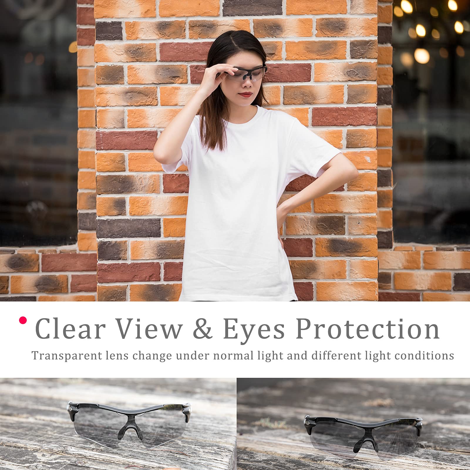ROCKBROS Photochromic Cycling Glasses with 3 in 1 Intelligence Lenses for Men & Women