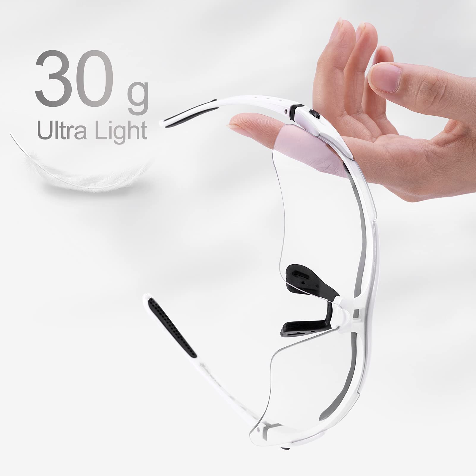 ROCKBROS Photochromic Outdoor Sport Sunglasses With Changeable Straps #Color_White