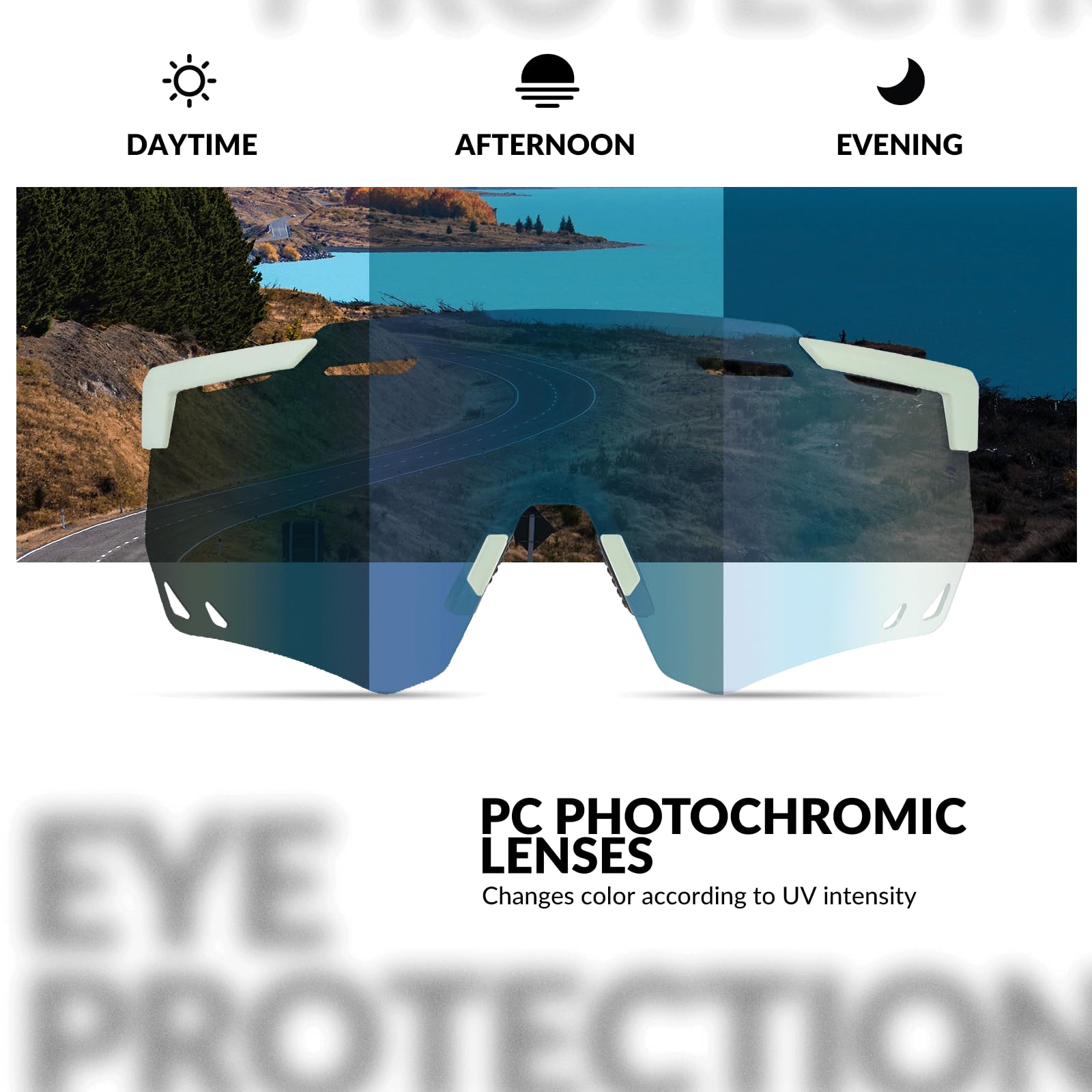 ROCKBROS Photochromic Sports Sunglasses Fashion Windproof Eyewear #Color_Green